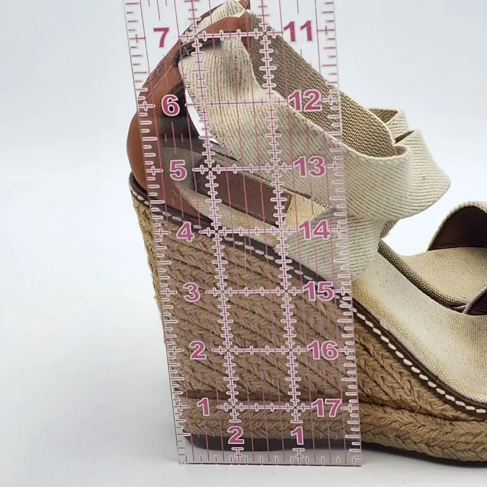 Tory Burch Adonis Espadrille Wedge Platform Heel Sandals Ivory Natural Size 9